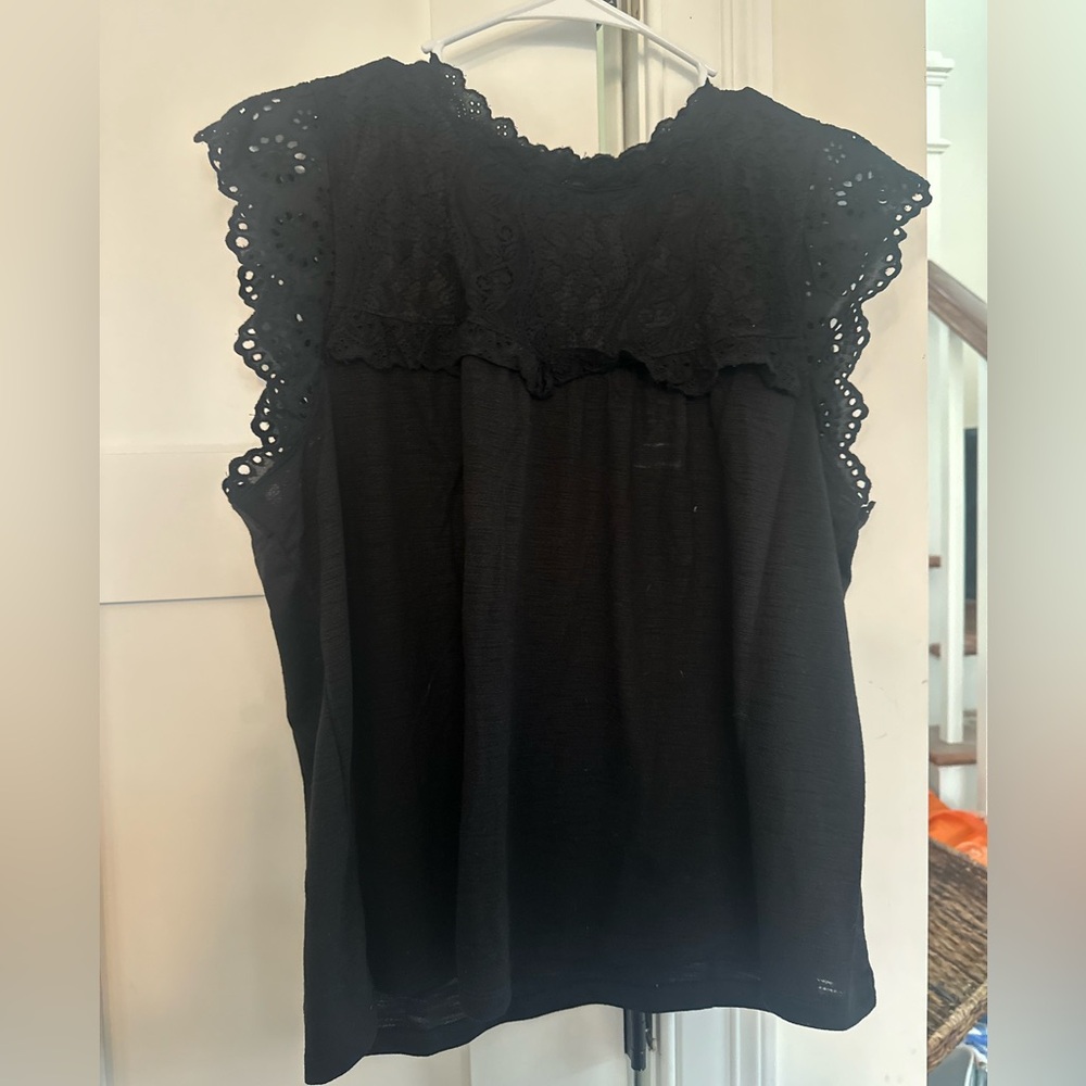 LC Lauren Conrad Black Lace Blouse